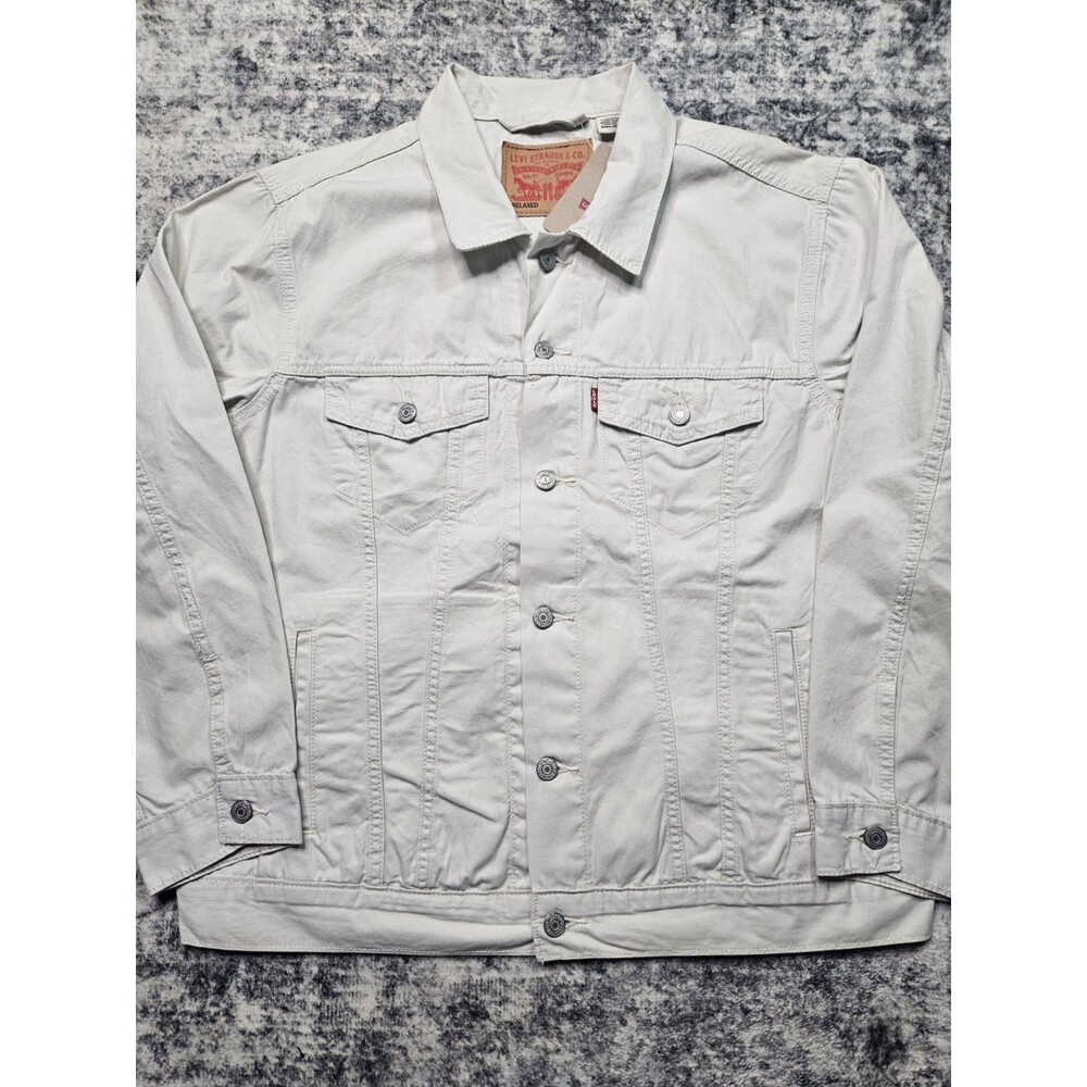 NWT Levi Trucker Jacket Tidal Foam White Relaxed FIT Size Large